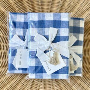 NEW Serena & Lily Hyannis Gingham Linen King Pillow Sham-French Blue